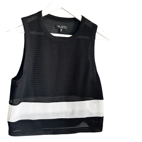 Rag & Bone Valerie tank Sleeveless black and white Knit Crop top - Picture 5 of 9